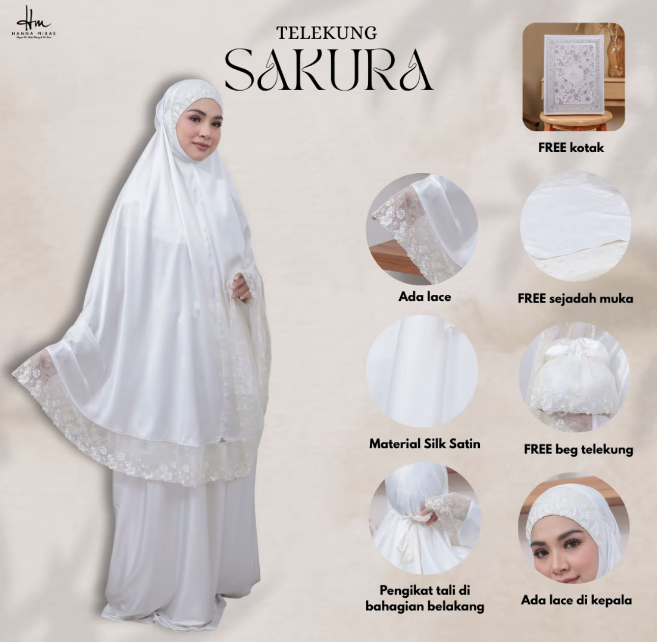 [TELEKUNG SAKURA] Satin Silk Lace Premium Sesuai Hantaran Kahwin & Hadiah