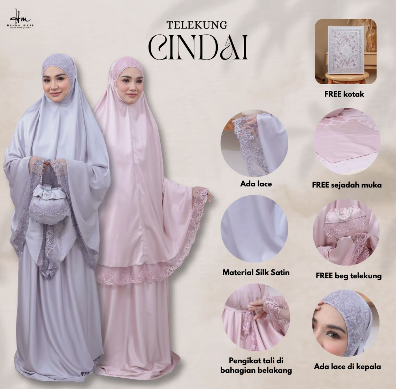 [TELEKUNG CINDAI] Satin Silk Lace Premium Sesuai Hantaran Kahwin & Hadiah