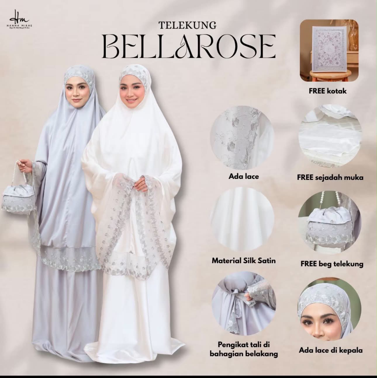 [TELEKUNG BELLAROSE] Satin Silk Lace Premium Sesuai Hantaran Kahwin & Hadiah